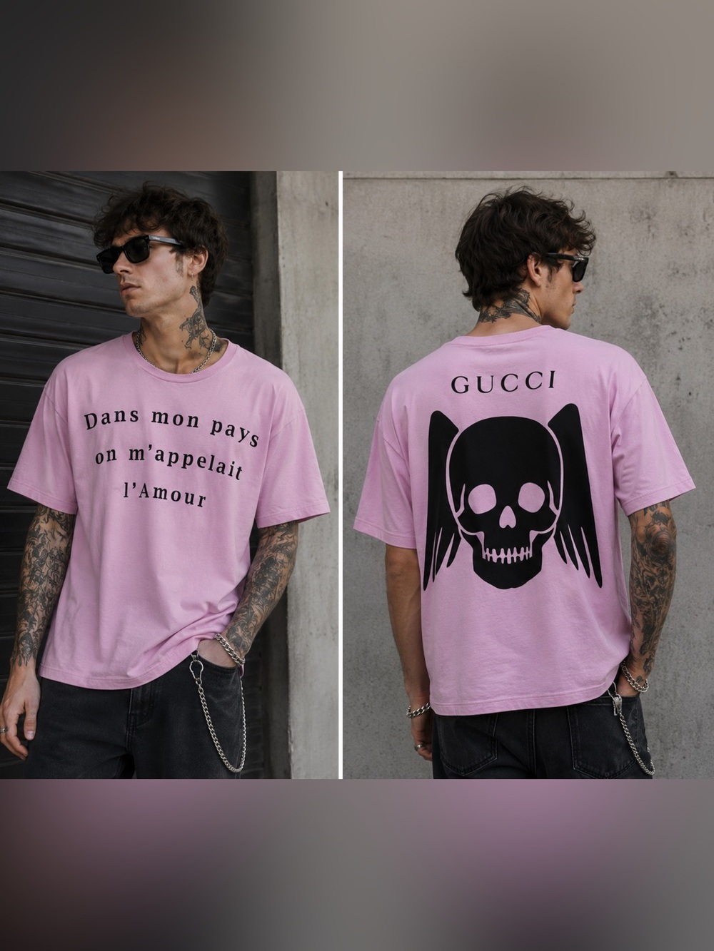 Gucci Pink Graphic T-Shirt Oversized Logo Skull Print Cotton Tee Made in Italy